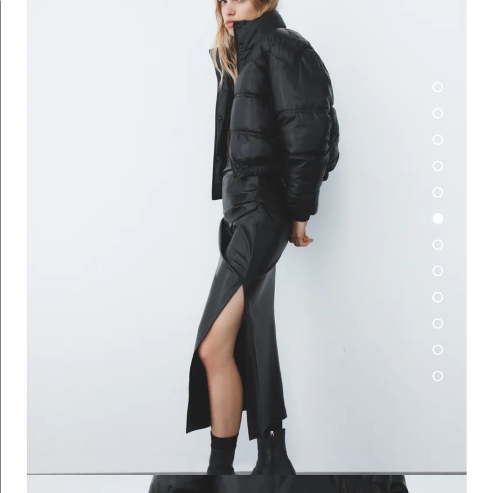 ZARA Leather Pencil Skirt With Side Slit